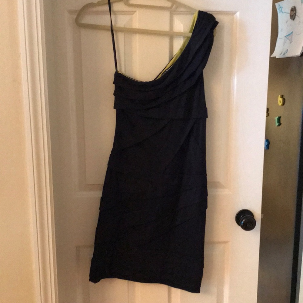 Black one shoulder bandage dress